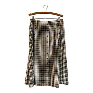 EPIK Plaid Skirt Modest Midi Size Medium Button Front Houndstooth Academia